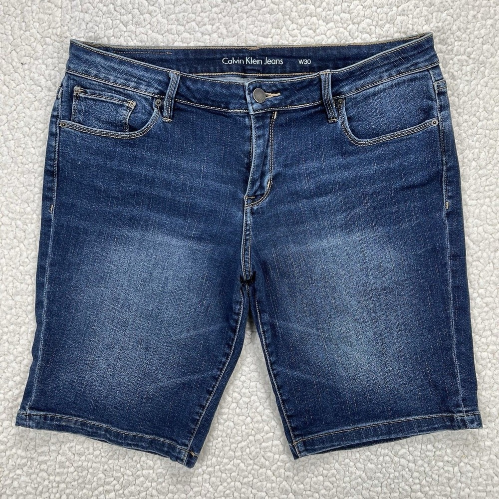 Calvin Klein Jean Denim Shorts Women's W30 (Actual 32x10) Blue Bermuda‎ Casual